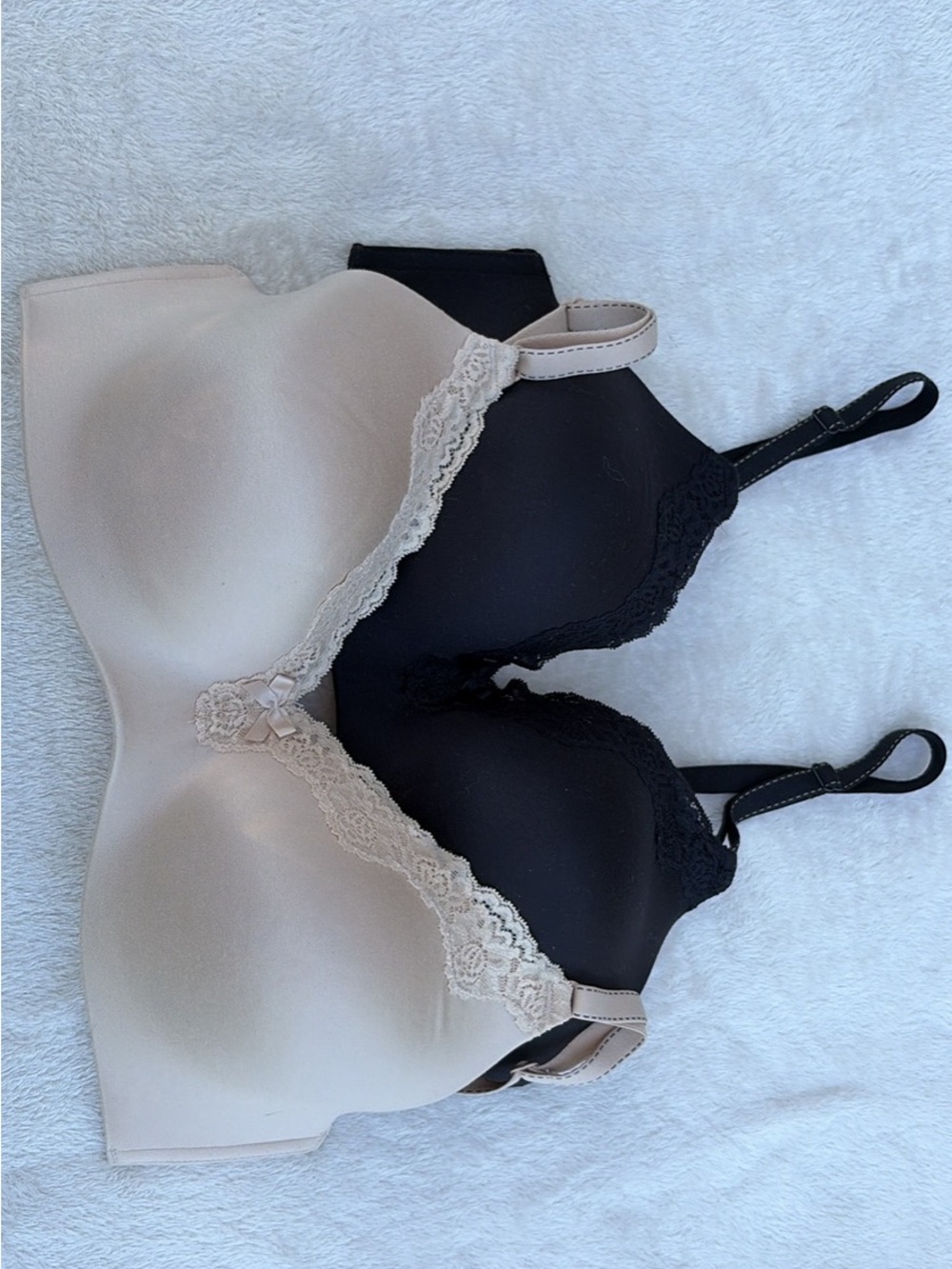 Maidenform Neutral Beige and Black Lace T-Shirt Bras - Duo Pack